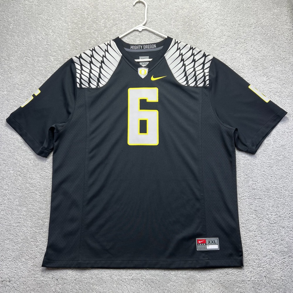 Nike Oregon Ducks Football Jersey Mens XXL Black Mighty Oregon Winged Number 6